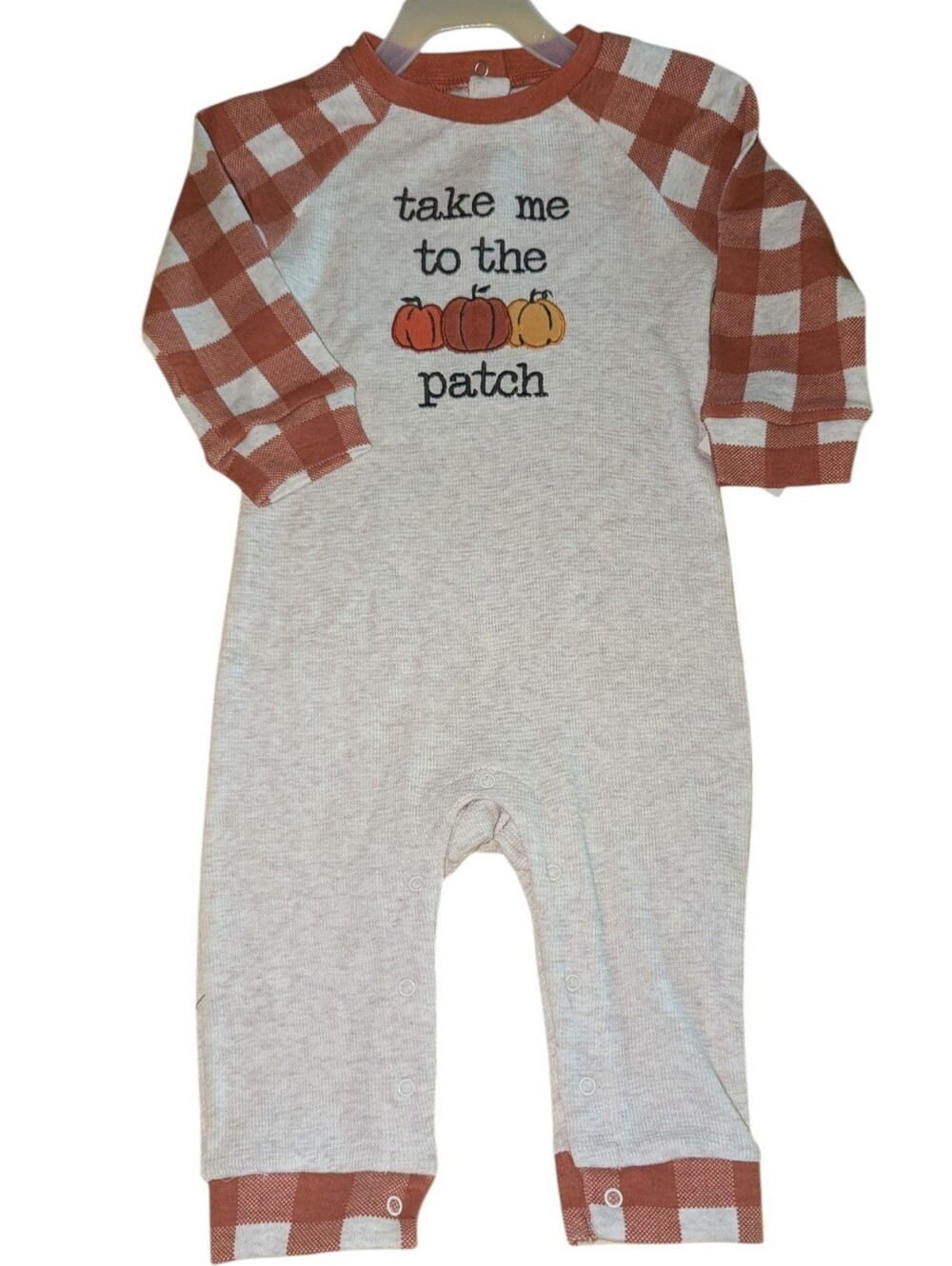 Celebrate Baby Bodysuit 6-9 Month footless Take Me Patch Plaid  Romper K-375